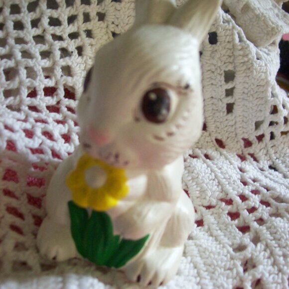 Hand Painted Ceramic Bunny Rabbit Figurine- 3.25" -Easter Bunny Home Decor - Picture 4 of 6